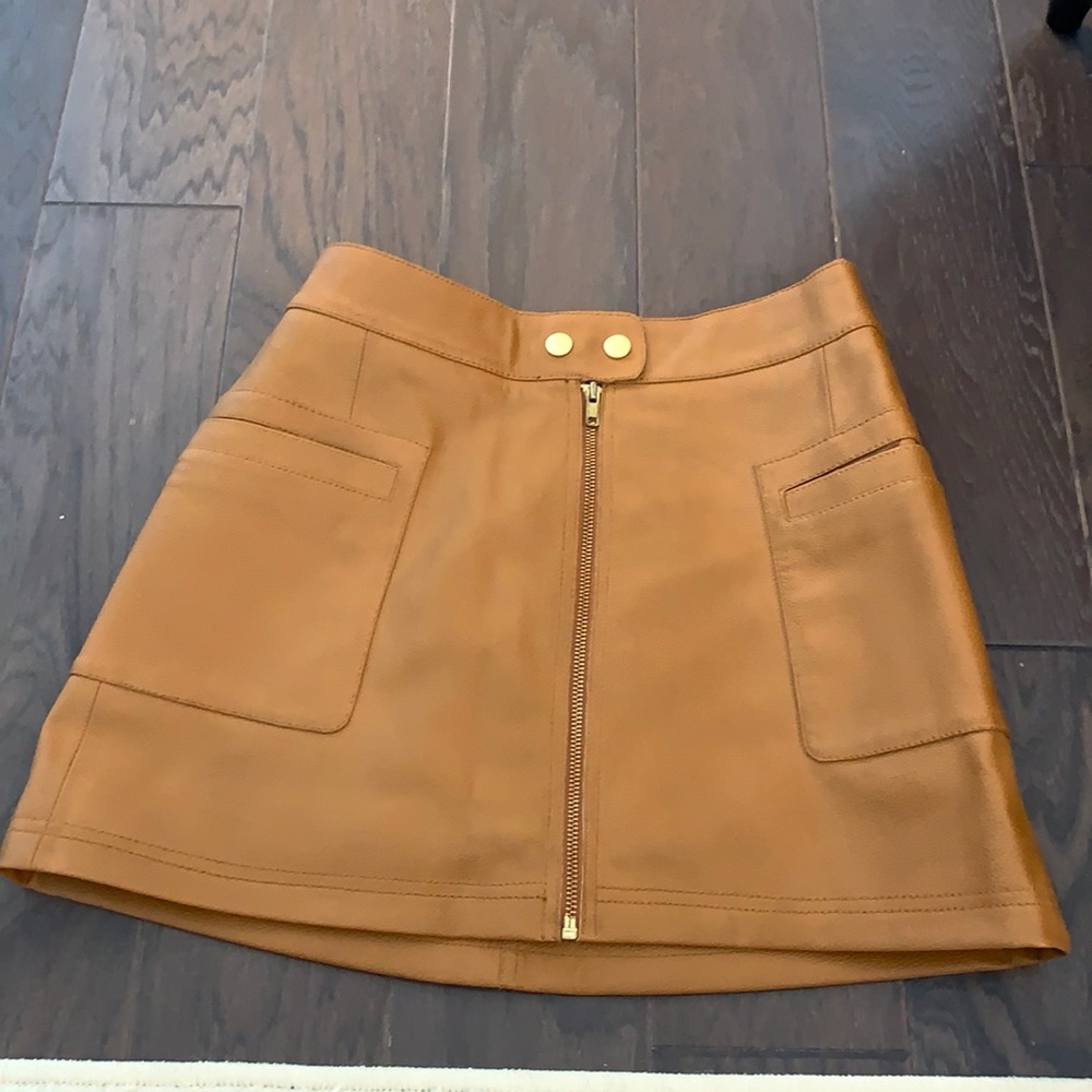 Vegan Brown Leather Free People Skirt